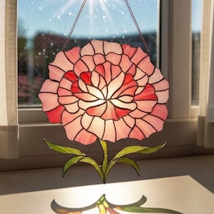 Carnation Acrylic Suncatcher, Pink Carnation Window Hanging Decor, Floral Sun Catcher Ornament, Spring Flower Window Art, Mother's Day Gift